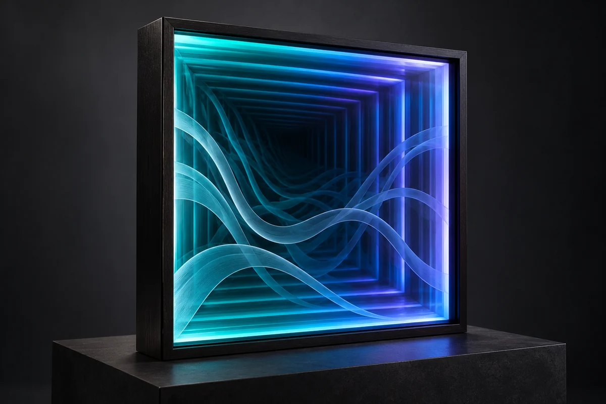 Turquoise and blue infinity mirror design concept
